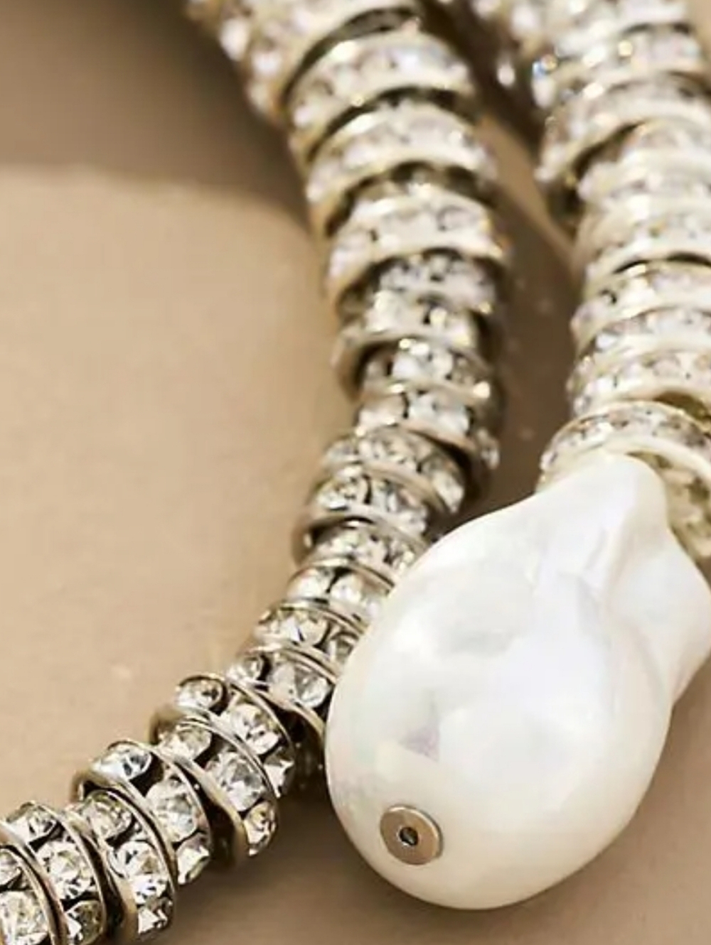 Anthropologie Crystal and Pearl Choker Necklace in Silver and Gold - Picture 4 of 10